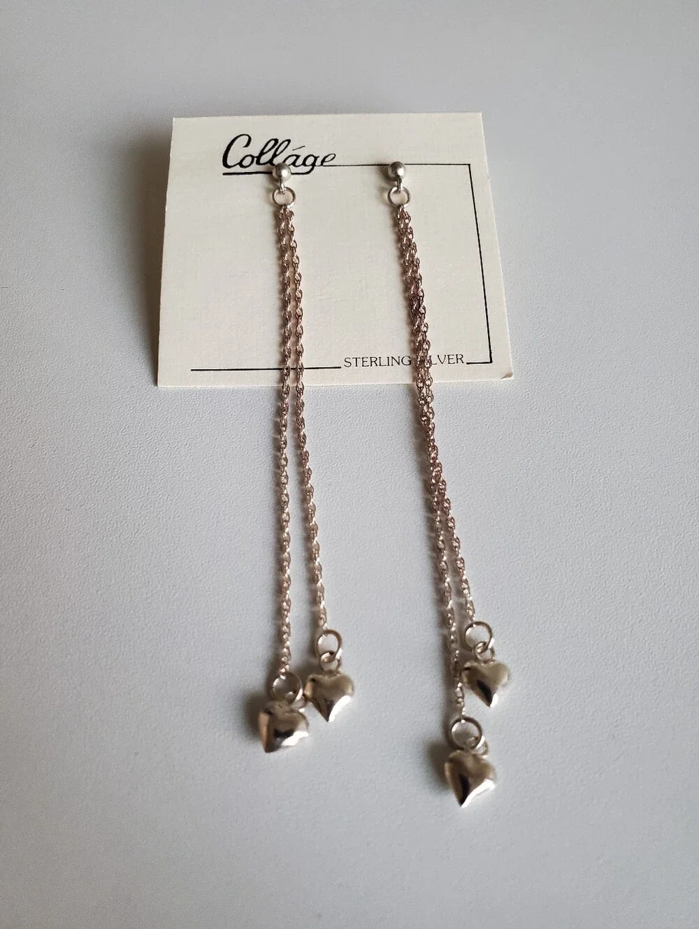 Sterling Silver Heart Dangle Earrings